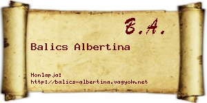 Balics Albertina névjegykártya